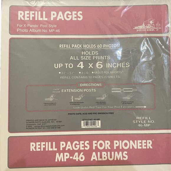 Pioneer 4x6 Refill Pages Lot Of 4 - For MP-46 Photo Album 6 photos per page/side - Picture 2 of 4
